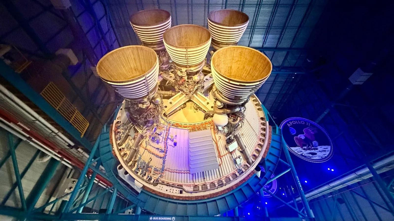 pair Saturn V rocket engines at Kennedy Space Center